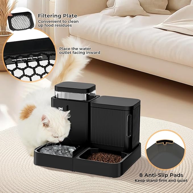 Automatic Cat Feeder and Water Dispenser Set, 2 in 1 Gravity Cat Food Dispenser - Image 4