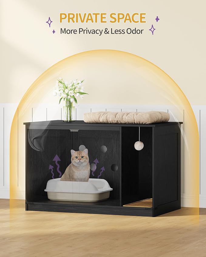 Cat Litter Box Enclosure, Hidden Litter Box Cabinet Furniture - Image 5