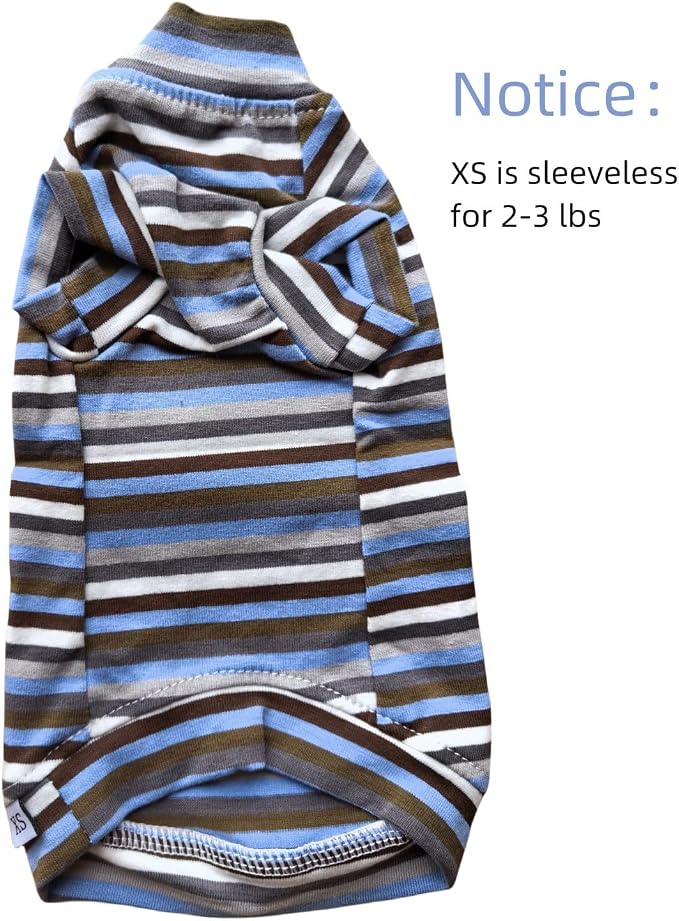 Vintage Stripes Sphynx Hairless Cats Shirt Cotton Cat Turtleneck Pet Clothes - Image 2