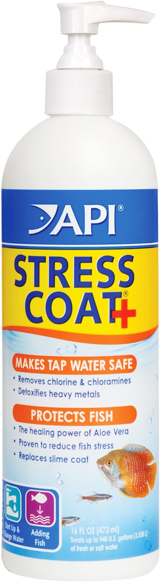 API STRESS COAT Aquarium Water Conditioner 16-Ounce Bottle by API