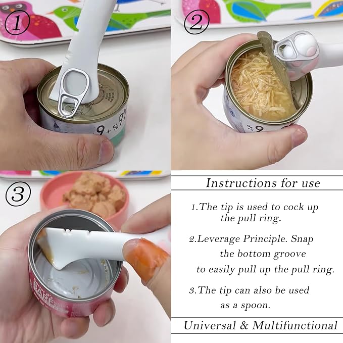 Pet Food Can Spoon & 3 Pcs Can Cover Lids | Cute Paw Shape Opener Spatula Cat - Image 2