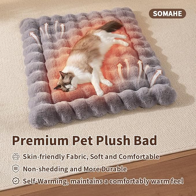 Self-Warming Cat Bed, Plush Faux Fur Pet Bed Mat - Image 2