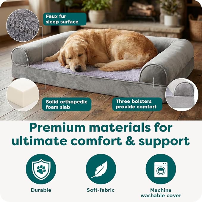 Furhaven Orthopedic Dog Bed for Large Dogs w/ Removable Bolsters & Washable - Image 5