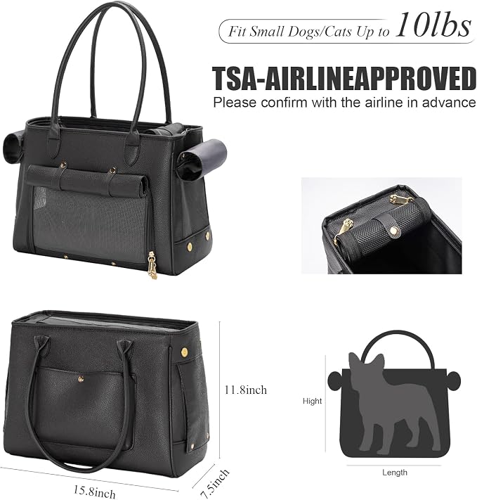 Fashion Pet Carrier Purse for Small Cat and Dog, Luxury Pu Soft-Sided Tote Bag - Image 2