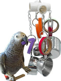 Durable Bird Parrots Pots and Bagel Toys, Pullable Stainless Steel Cup and by WelcometoGILYGI%E2%80%98sWorld