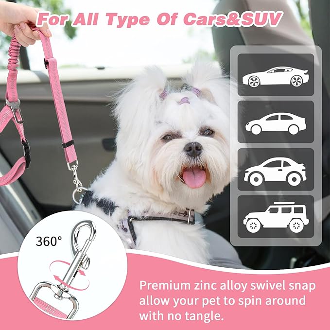 BWOGUE Pet Dog Cat Seat Belt Reflective Car Dog Headrest Restraint Leash - Image 6