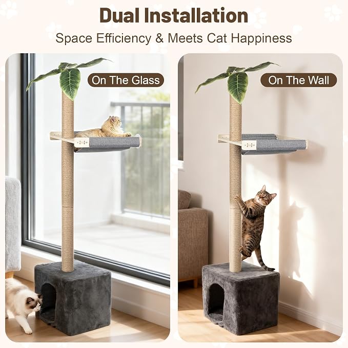 XiaZ Cat Window Perch with Tall Scratching Post, Sleeping & Watching Birds - Image 5