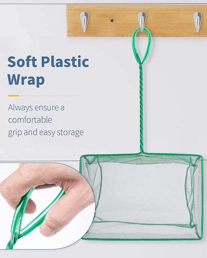 Pawfly Aquarium Fish Net with Braided Metal Handle Square Net with Soft Fine - Image 4