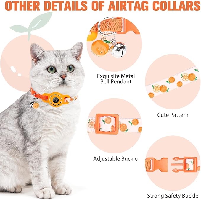 BINGPET AirTag Cat Collar with Bells, Upgraded Safety Elastic Cat Collar with - Image 5