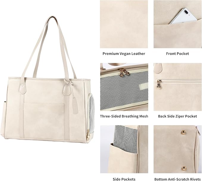 Stylish Dog Purse Carrier, Leather Pet Carrier Bag - Image 4