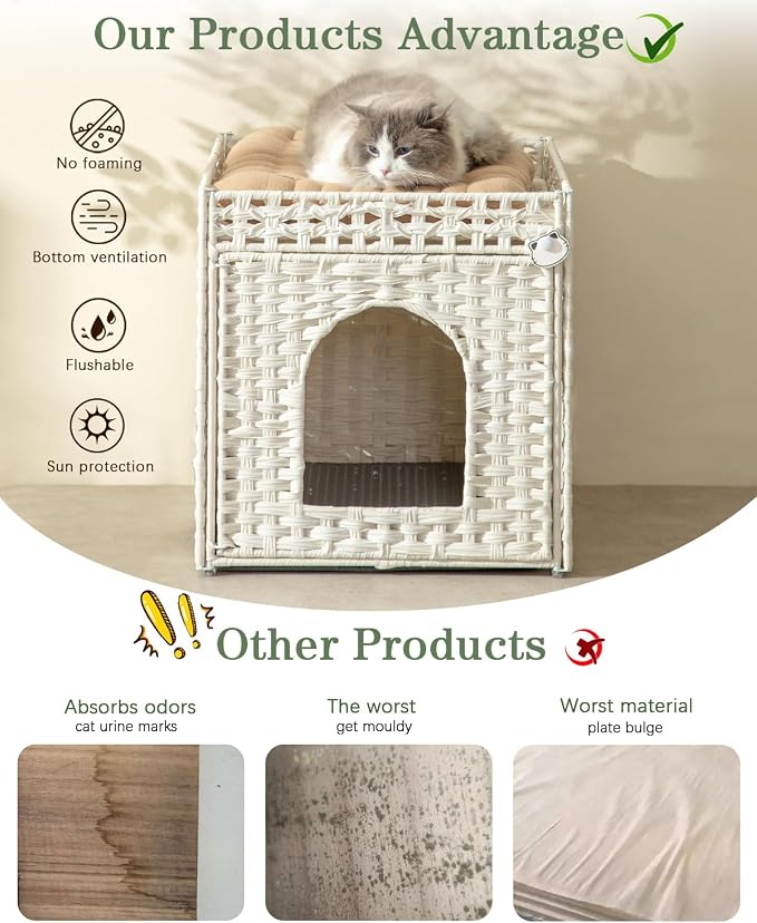 Cat Litter Box Enclosure Furniture, Hidden Litter Box - Image 4