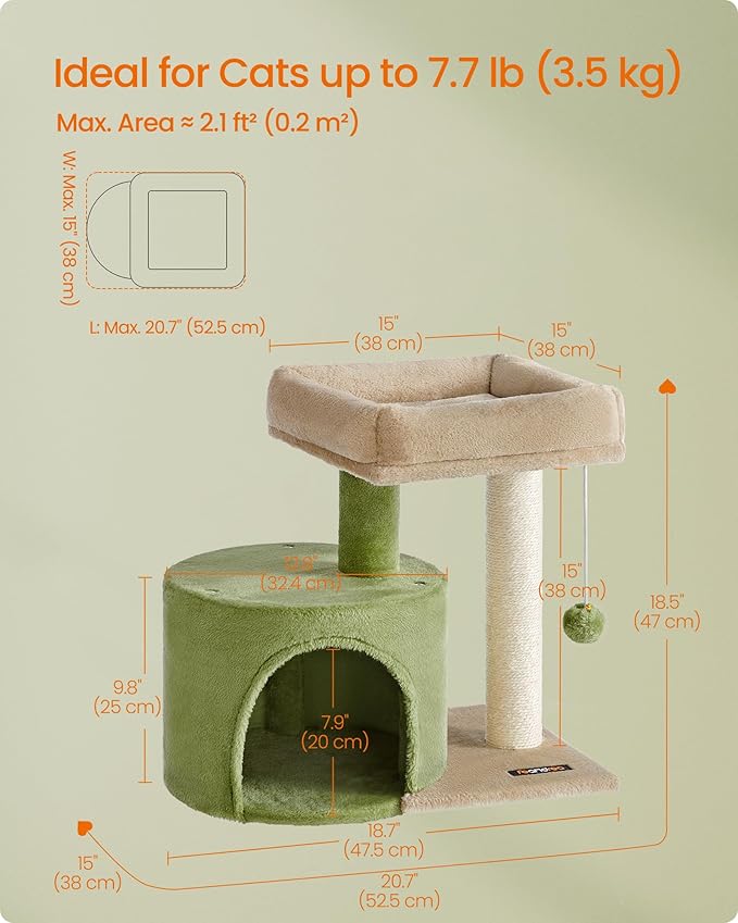 Feandrea Cat Tree, Small Cat Tower - Image 5