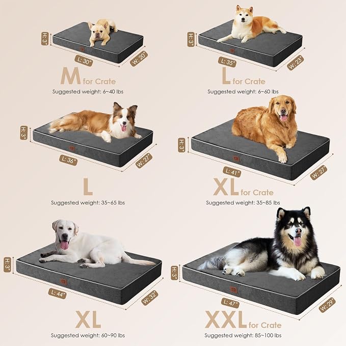 EHEYCIGA Waterproof Dog Bed Orthopedic 47"x29", Memory Foam Pet Bed - Image 3