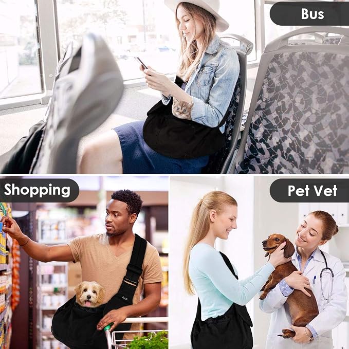 Lukovee Dog Sling Carrier, Hard Bottom Support & Adjustable Soft Padded - Image 6
