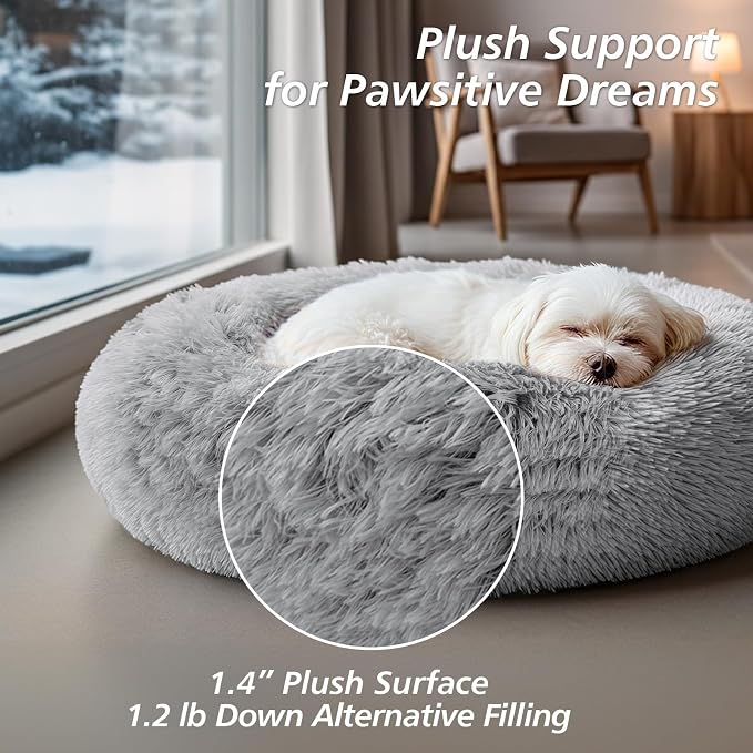 JOLLYVOGUE Calming Dog Bed Large Size Dog, Anti-Anxiety Donut Large Pet Bed - Image 4