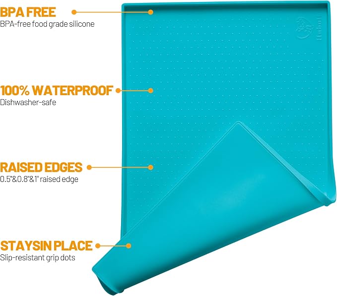 Hubulk Dog Feeding Mat, 100% Waterproof Food Grade Silicone Pet Food and Water - Image 2