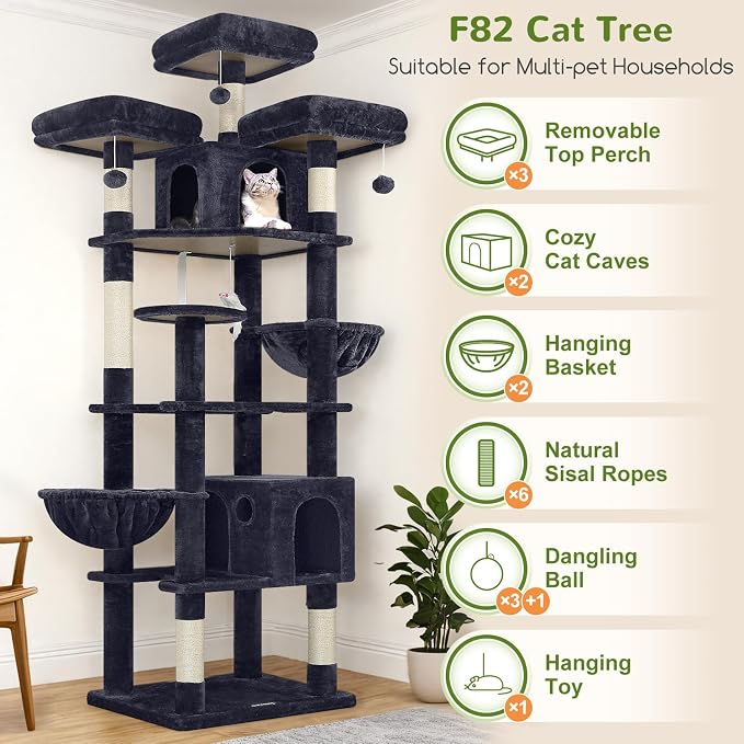 Globlazer Cat Trees and Towers for Multiple Adult Cats, 82-inch XXL Tall Cat - Image 2