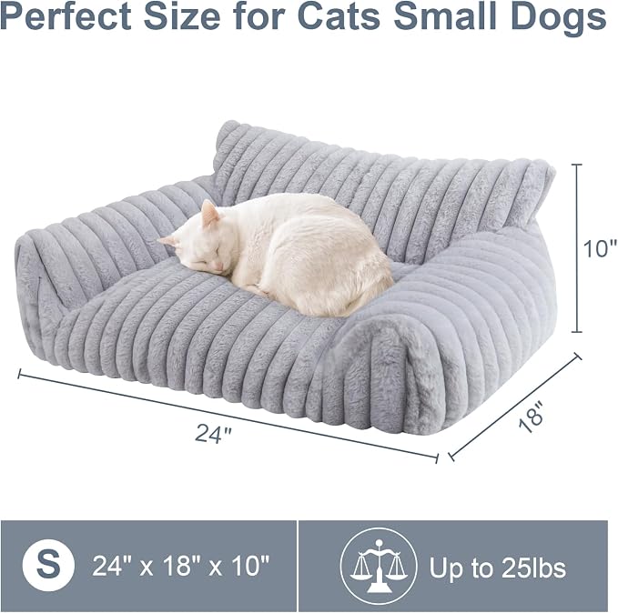 Cute Cat Couch Bed for Indoor Cats, Fluffy Pet Cat Sofa - Image 5