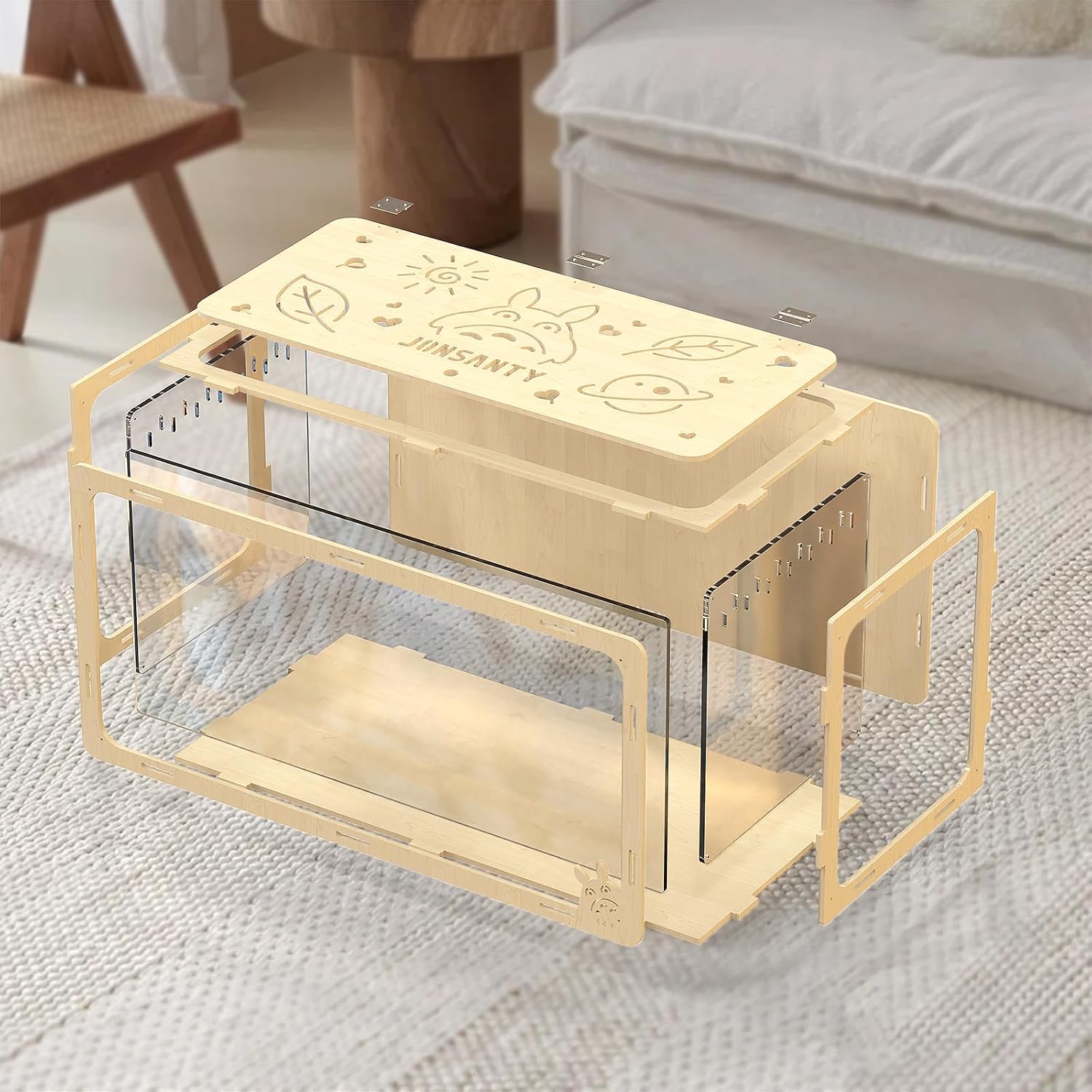 31.5 inch Wooden Hamster Cage, Large Habitat, Openable Top - GlobalHabitat Supply