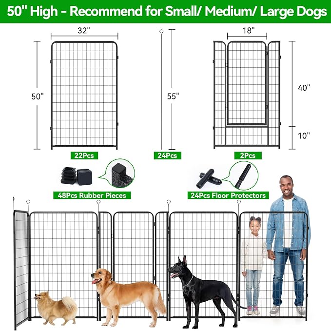 Dog Playpen Outdoor Extra Wide 24 Piece Panels Heavy Duty Dog Fence 50" Height - Image 3