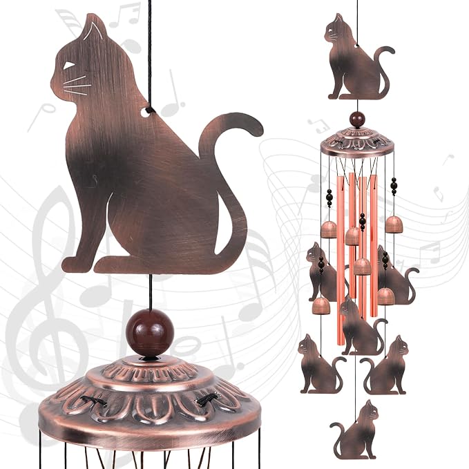Outdoor Cat Wind Chimes, Gifts for Mom & Grandma & Family, Music Wind Catcher by Solawindchime