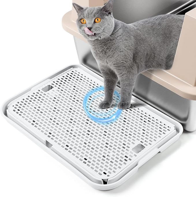 Large Cat Litter Box Step Mat, 16.5"x11.2" Cat Ramp Stairs, Cat Litter Catcher by Bartuke