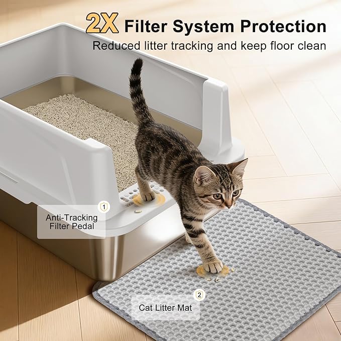 FURTIME Stainless Steel Cat Litter Box - Image 3