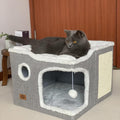 Cat Bed for Indoor Cats, Covered Cat Cave House & Furniture by Heerduos