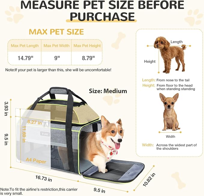 Lekereise Top-Expandable Pet Carrier 17x11x9.5 Inch Alaska Hawaiian Airline - Image 3