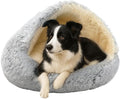 ShinHye Round Plush Fluffy Hooded Cat Bed Cave, Cozy by ShinHye