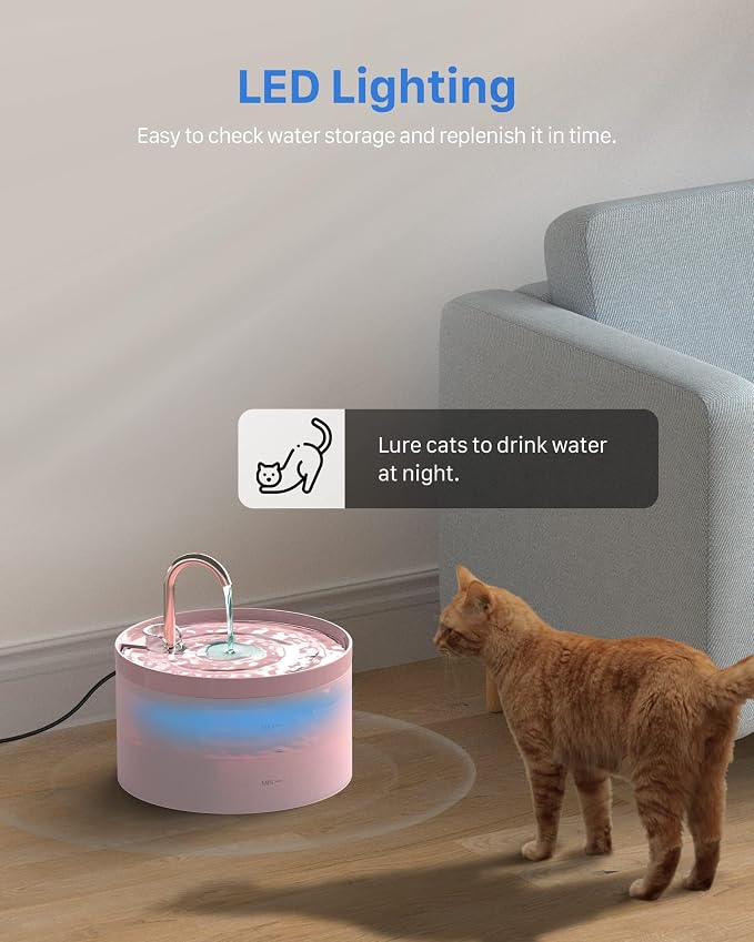 Cat Water Fountain Pink for Drinking: 67oz/2L Cat Fountain - Image 4