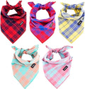 Dog Bandanas XLarge-5PCS Birthday Gift Puppy Bandana Vibrant Color Plaid by Gofshy