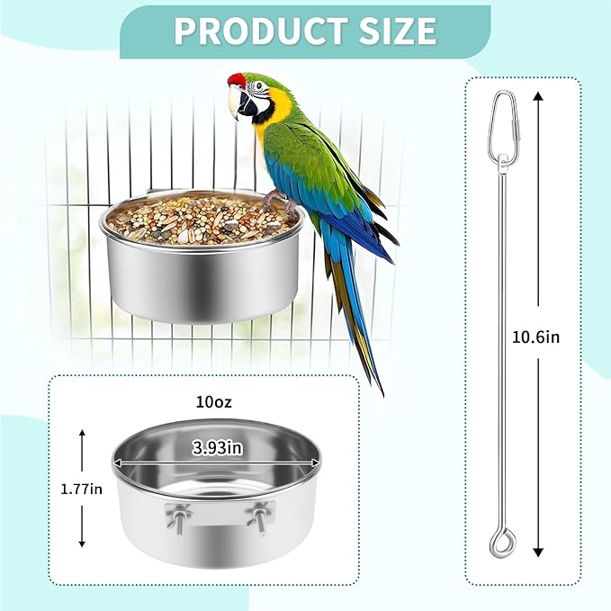 2 Pcs Bird Feeder Bowls with 3 Pcs Food Holder - Image 4
