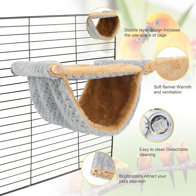 BWOGUE Winter Warm Bird Nest Bed Hanging Hammock Snuggle Hut Parrot House Tent - Image 4