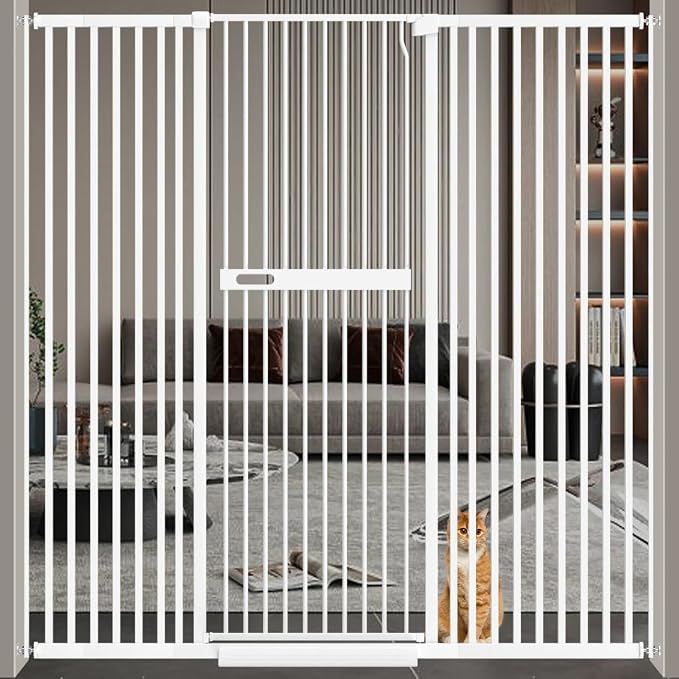 WAOWAO 71" Extra Tall Cat Pet Gate 29.92-61.42" Wide Pressure Mounted Walk by WAOWAOBABYSAFETYPRODUCTS