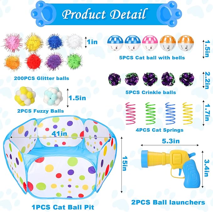 219PCS Cat Ball Pit with Balls, Interactive Toy - Image 7