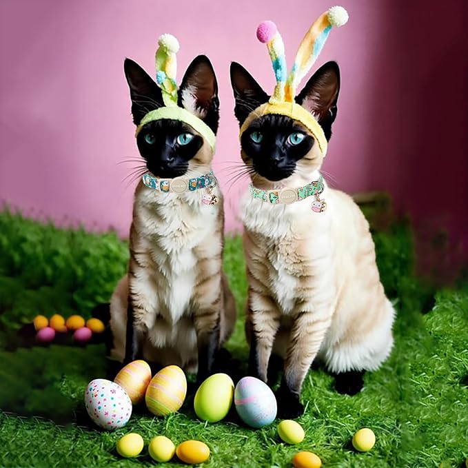 ARING PET 2 Pack Easter Cat Collars-Cute Bunny Cat Collar Breakaway - Image 5