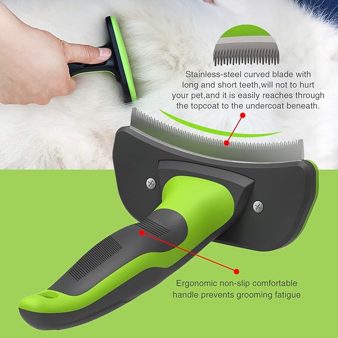 Upgraded Pet Self Cleaning Curved Deshedding Tool, Effectively Reduces Shedding - Image 5