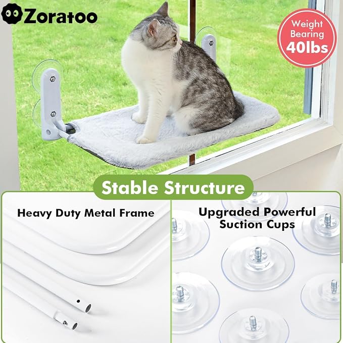 2PC Cat Window Perch Cordless Foldable Cat Hammock Bed - Image 3