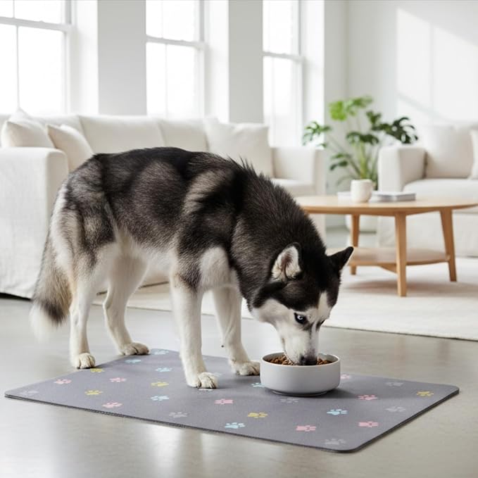 Cat Food Mat Absorbent Dog Mat for Food and Water Non Slip Quick Dry Dog Bowl - Image 3