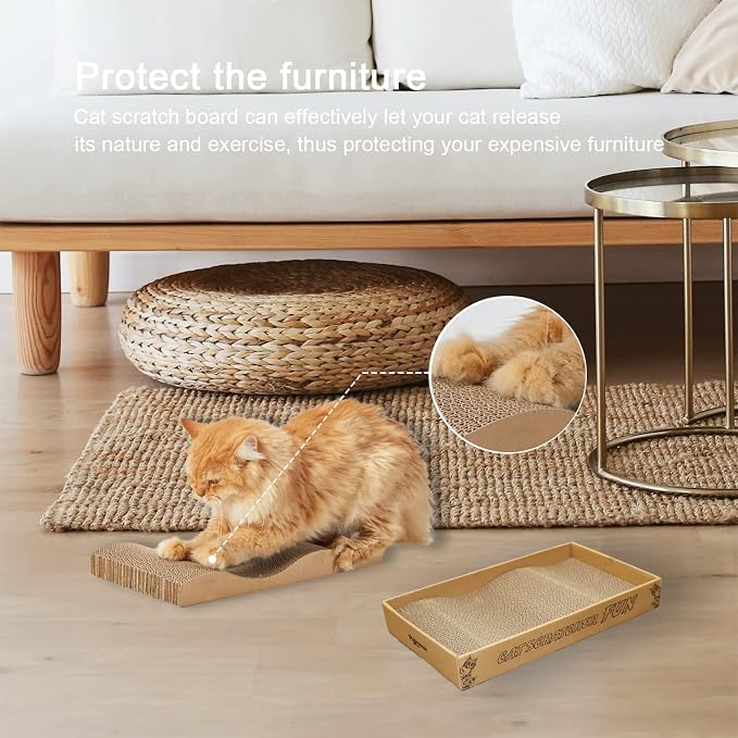 Cat Scratch Pad Cardboard Scratcher Box, Reversible Durable, - Image 2