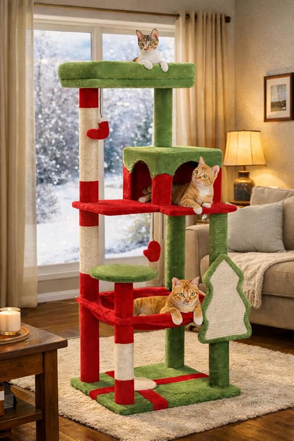 Cat Christmas Tree for Indoor Cats – 56.3“ Cat Proof Christmas Tree Tower - Image 2