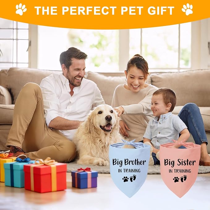 2 Pack Dog Bandana Pregnancy Announcement, Big Brother Sister in Training - Image 7