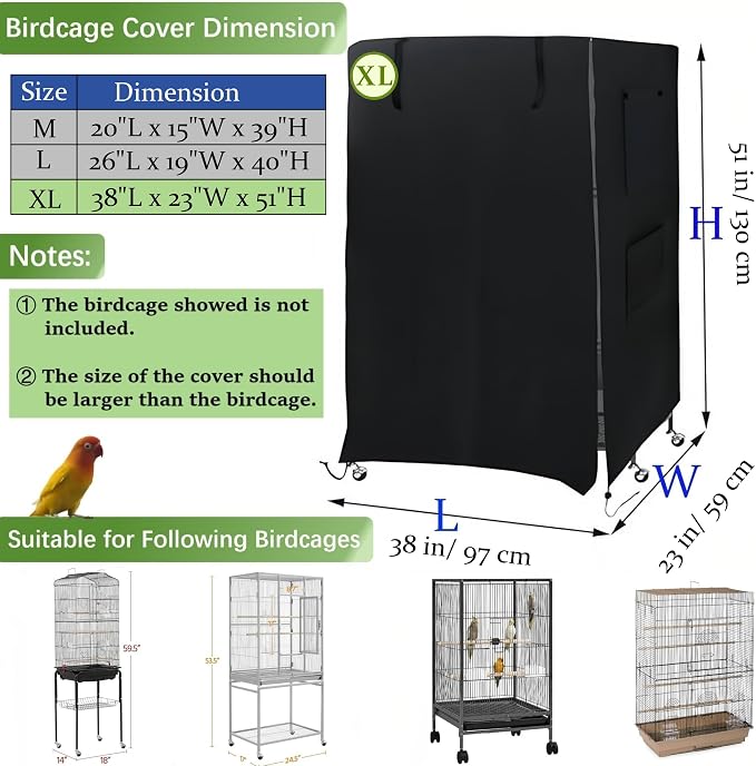 Bird Cage Cover for Night, Good Night Birdcage Covers Fit for Yaheetech Birdcage - Image 5