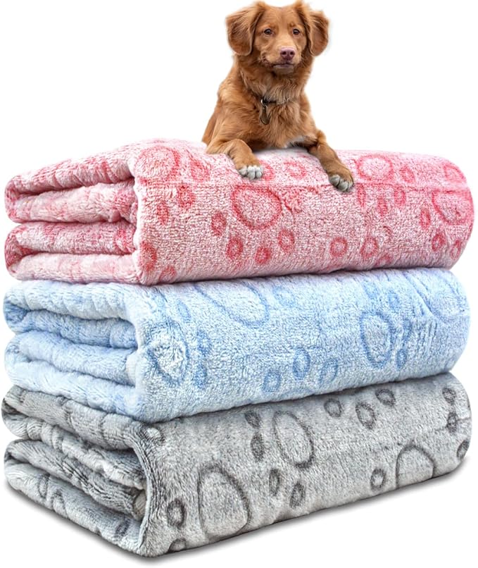 Dog Blankets for Medium Large Dogs, 3 Pack Washable 41" x 31", Fuzzy Soft Puppy by NXDZI