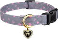 Cotton Handmade Dog Collar Cute and Distinctive Patterns Grey Heart by Fyeqyaou