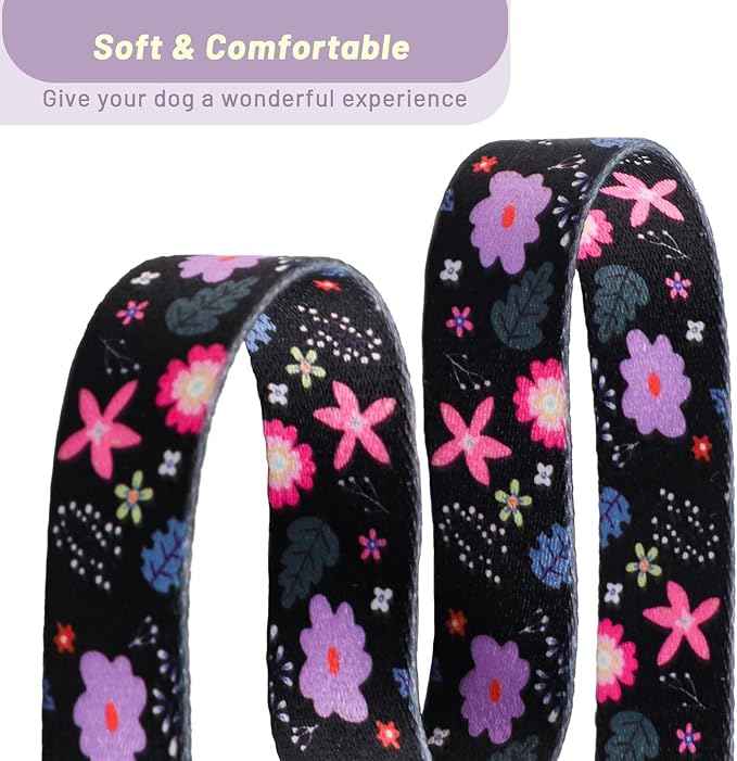 QQPETS Adjustable Soft Dog Collar: Print Flower Pink Multicolor Cute Patterns