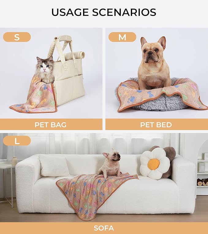 1 Pack 3 Blankets Super Soft Fluffy Cute Bone Pattern Pet Blanket Flannel Throw - Image 2