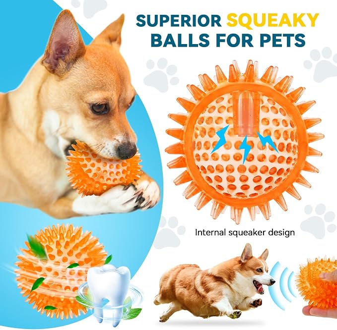 SHARLOVY 3.5” Large Dog Toys Ball, 6 Pack Squeaky oys, Durable - Image 5