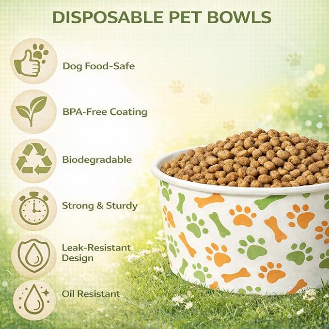 60 Pcs 42 oz/ 5.2 Cups Disposable Pet Bowls - Image 5